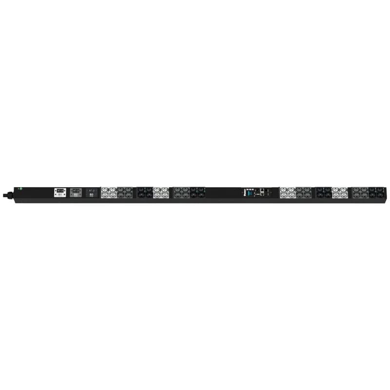Panduit P48E22G - The Panduit G6 Monitored Switched PDU features (24)C13/C15, (24)C13/15/C19/C21 outlets. This PDU is designed with combination outlets which allows the receptacle to be used as an C13/C15/C19 or C21 outlet. It is a 30 amp 208V three phase PDU with an L15-30P input plug and a 10 foot (3m) power cord. The PDU is black.