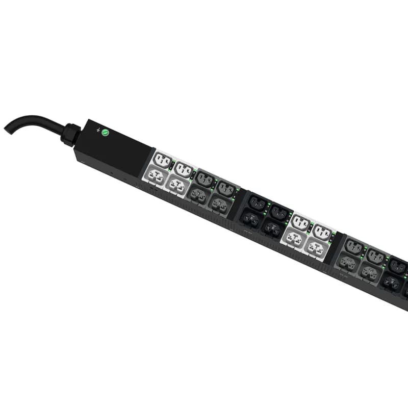Panduit P48G33G - The Panduit G6 Monitored & Switched per Outlet PDU features (24)C13/C15, (24)C13/15/C19/C21 outlets. This PDU is designed with combination outlets which allows the receptacle to be used as an C13/C15/C19 or C21 outlet. It is a Dual Rated 20/16 amp 415V three phase PDU with an IEC 60309 3P+N+E 6h 20A/16A (IP44) input plug and a 10 foot (3m) power cord. The PDU is black.