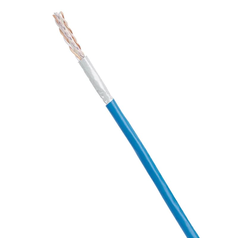 Category 6A cable shall be constructed of 23 AWG copper conductorswith FEP insulation. The copper conductors shall be twisted in pairs andseparated by a cross-divider. All four pairs shall be surrounded by a nonconductiveAXT barrier tape and a flame retardant PVC (CMP) jacket.