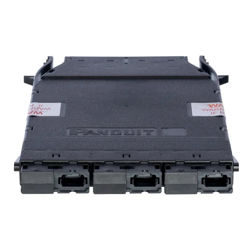 Panduit FH49N-48-463MU - The HD Flex Base-12 to Base-16 Conversion Cassette is a 48-fiber OS2 MPO-12 to MPO-16 6-port cassette, with three MPO-16 male pin adapters on the front and four MPO-12 male pin adapters on the rear. It has standard insertion loss.