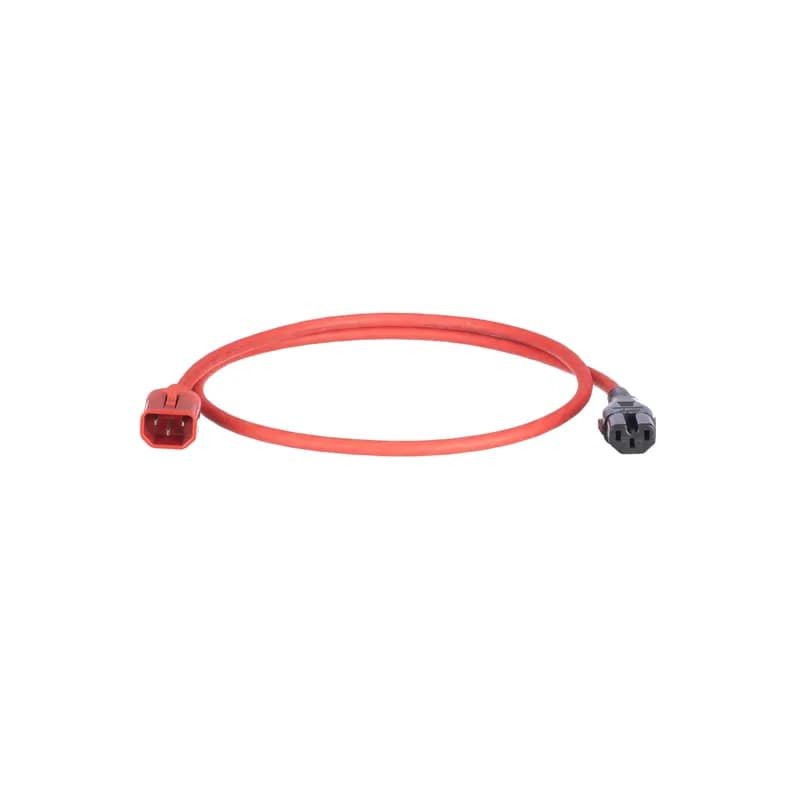 Dual Locking IT Power Cord, IEC C14 to IEC C15/C13, 8 ft (2.4 m), Red, 10 PACK