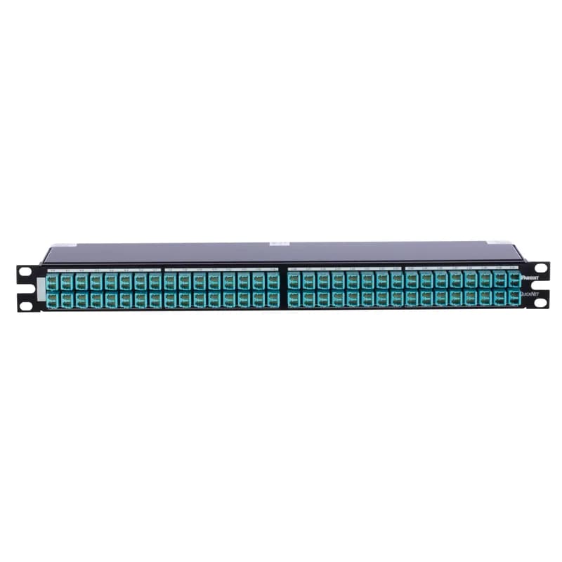 Panduit F1RBZO-7B16-10U - High-density 128f Base-16 OM4 50/125 breakout cassette, Standard 19 Inch rack mount, Low insertion loss of 0.5dB max, per optimized cassette, Return loss greater than 26dB, Adapter housing color follow TIA/EIA - 568-C, Connect with female MPO cables, 100% factory tested, IL test data provided for all cassettes, Lifetime traceability of test data, Backward compatible with all 50/125 Micron MPO system requirements.