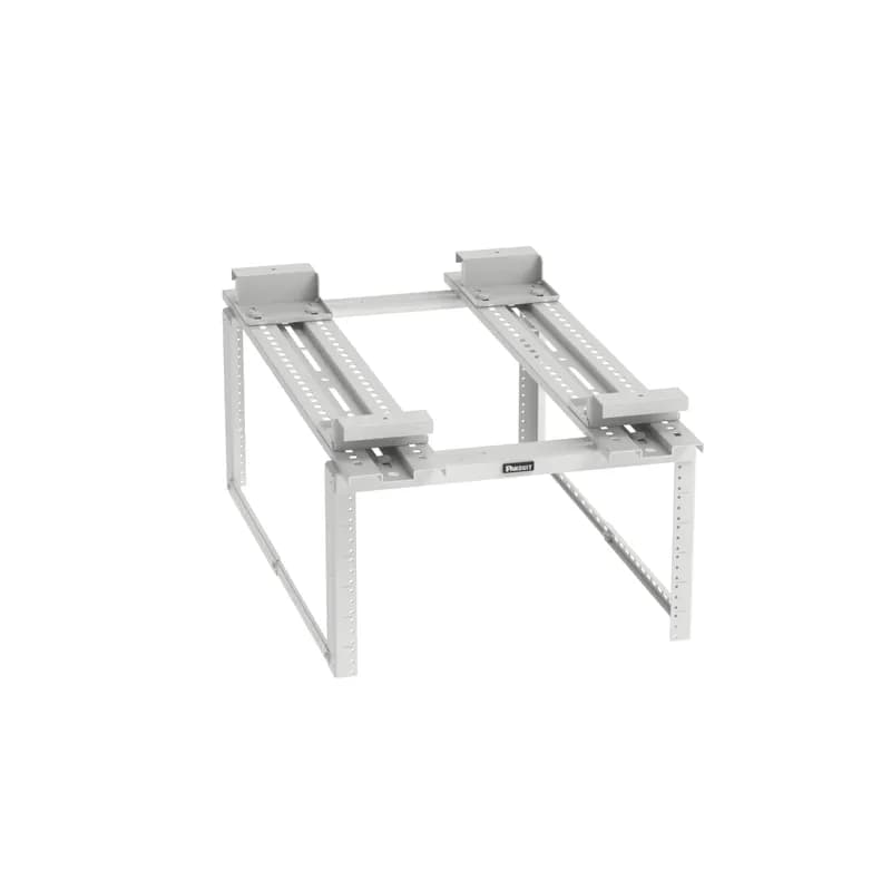 Panduit PZLRB4P6WH - The PanZone® 4-Post Overhead Distribution Rack expands rack space above a rack or cabinet to maximize space in data centers and telecommunications rooms. The overhead rack can mount to most overhead racks or cable trays, or be suspended from the ceiling in numerous configurations. The 4-Post distribution rack enables the deployment of zone areas for greater scalability and quicker server deployments. The 4-Post overhead rack is 6RU, made of steel, and is white.