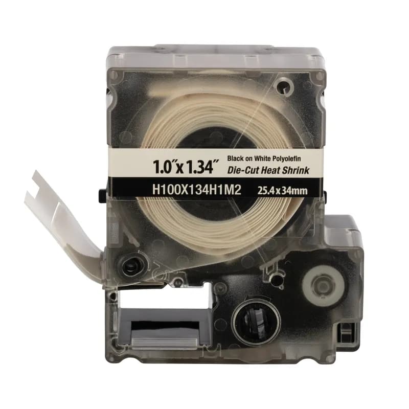 Panduit H100X134H1M2 - The PXE™ Military-Grade Polyolefin Die-Cut Heat Shrink Labels are fast loading and include both label material and ribbon to make changing labels easy. Compatiable with Easy-Mark™ Labeling Software. For use with MP500 and MP550 Printers. Shrink ratio 3:1. 1.34" W x 1.00' L (34.0 mm x 25.4 mm) Cable diameter 0.276" - 0.807" (7.0 mm - 20.5 mm) Color White.