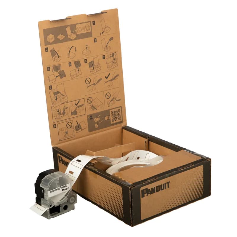 Panduit H100X025H1M3 - The PXE™ Military-Grade Polyolefin Die-Cut Heat Shrink Bulk Labels are fast loading and include both label material and ribbon to make changing labels easy. Compatiable with Easy-Mark™ Labeling Software. For use with MP500 and MP550 Printers. Shrink ratio 3:1. 0.26" W x 1.00' L (6.6 mm x 25.4 mm) Cable diameter 0.043" - 0.134" (1.1 mm - 3.4 mm) Color White.