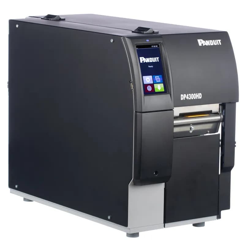 Panduit DP4300HD/E - The DP4300HD/E Two-Sided Thermal Transfer Desktop Printer produces high-quality print-on-demand labels for wire and cable marking applications using Panduit Two-Sided Heat Shrink Labels. This solution is ideal for labeling in OEM, MRO, and Construction. Includes 300 dpi printer w/ Touch Screen, Easy-Mark™ Labeling Software, 2 rolls of RHEH4BL Black Hybrid Ribbons, USB Cable, Quick Start Guide and Power Cords for UK, Germany, Switzerland, and China. Not for use in North America.