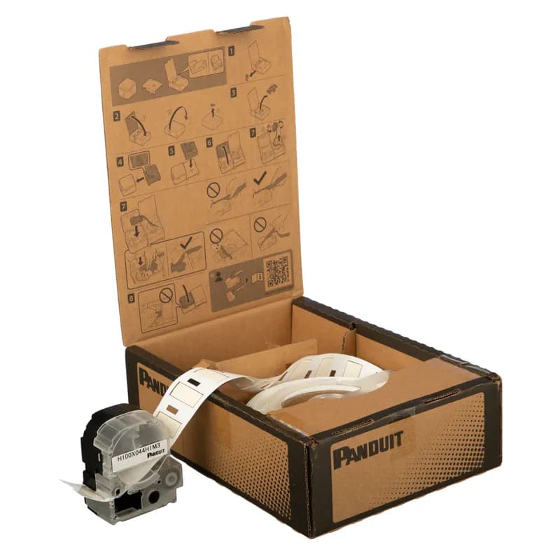 Panduit H100X044H1M3 - The PXE™ Military-Grade Polyolefin Die-Cut Heat Shrink Bulk Labels are fast loading and include both label material and ribbon to make changing labels easy. Compatiable with Easy-Mark™ Labeling Software. For use with MP500 and MP550 Printers. Shrink ratio 3:1. 0.47" W x 1.00' L (11.8 mm x 25.4 mm) Cable diameter 0.095" - 0.279" (2.4 mm - 7.1 mm) Color White.