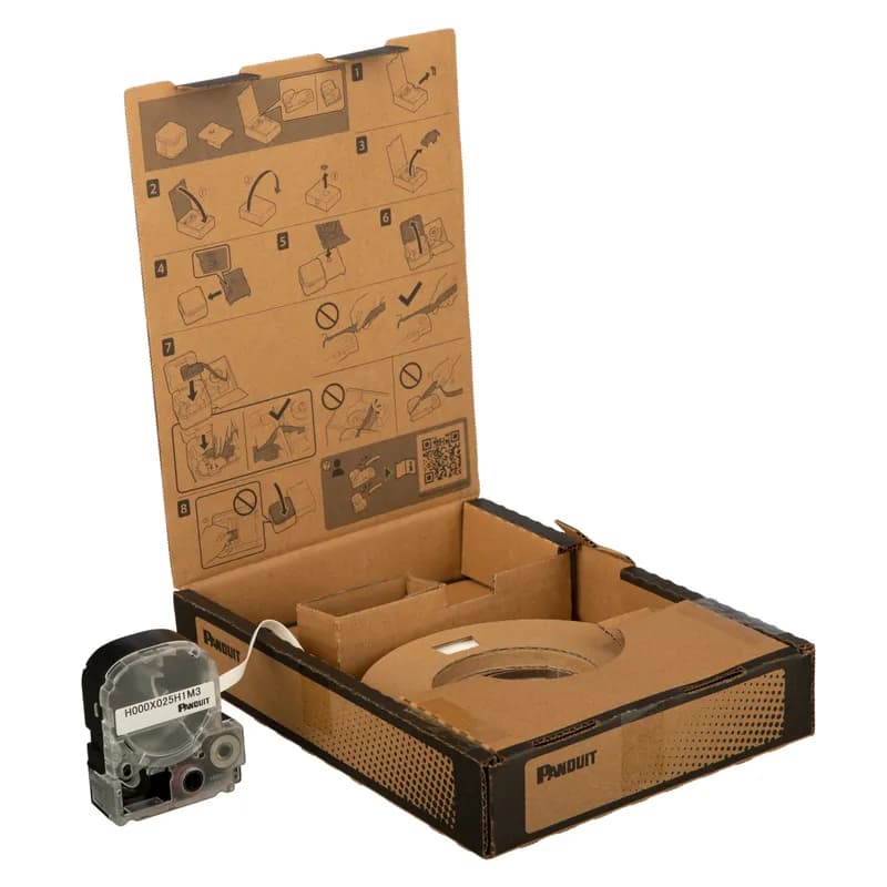 Panduit H000X025H1M3 - The PXE™ Military-Grade Polyolefin Continuous Heat Shrink Bulk Labels can be cut-to-length. Compatiable with Easy-Mark™ Labeling Software. For use with MP500 and MP550 Printers. Shrink ratio 3:1. 0.26" W x 8.2' L (6.6 mm x 2.5m) Cable diameter 0.043" - 0.134" (1.1 mm - 3.4 mm) Color White.