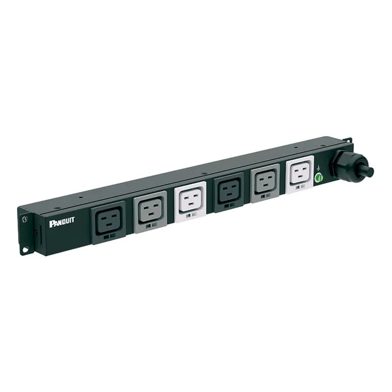 Panduit P06B37M - This Panduit™ G5 Basic PDU features (6) C19 outlets. It is a 16 amp, 400 V, three phase PDU with an IEC 60309 3P+N+E 6h 16A (IP44) input plug and a 10 foot (3m) power cord. The PDU is black.