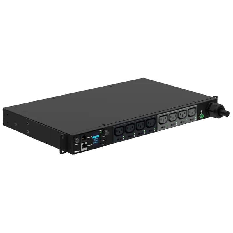Panduit P08E05M - This Panduit™ G5 Monitored Switched PDU features (8) C13 outlets. It is a 32 amp, 230 V, single phase PDU with an IEC 60309 2P+E 6h 32A (IP44) input plug and a 10 foot (3m) power cord.