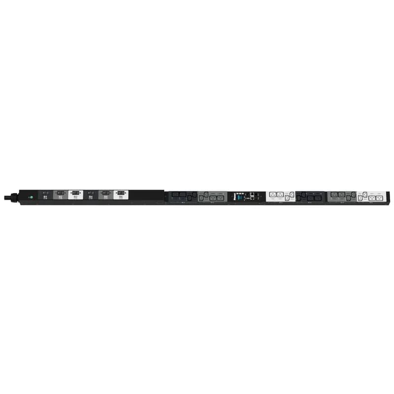 Panduit P24G08G - The Panduit™ G6 Monitored & Switched per Outlet PDU features (12) C13 and (12) C19 outlets. It is a 32 amp, 400 V, three phase PDU with an IEC 60309 3P+N+E 6h 32A (IP44) input plug and a 10 foot (3m) power cord. The PDU is black.