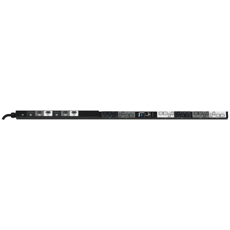 Panduit P24E03G - The Panduit™ G6 Monitored Switched PDU features (12) C13 and (12) C19 outlets. It is a 32 amp, 400 V, three phase PDU with an IEC 60309 3P+N+E 6h 32A (IP44) input plug and a 10 foot (3m) power cord. The PDU is black.