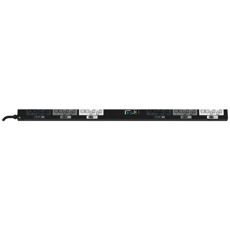 Panduit P36G16G - The Panduit™ G6 Monitored & Switched per Outlet PDU features (24) C13 and (12) C19 outlets. It is a 32 amp, 400 V, three phase PDU with an IEC 60309 3P+N+E 6h 32A (IP44) input plug and a 10 foot (3m) power cord. The PDU is black.