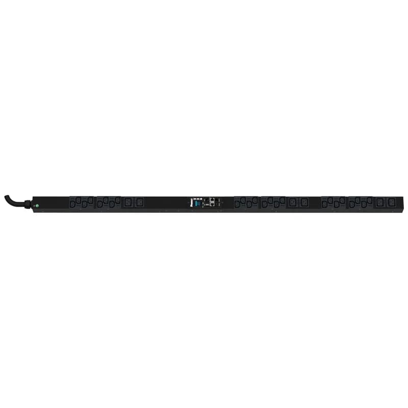 Panduit P30D05G - The Panduit™ G6 Monitored Input PDU features (24) 13 and (6) C19 outlets. It is a 16 amp, 400 V, three phase PDU with an IEC 60309 3P+N+E 6h 16A (IP44) input plug and a 10 foot (3m) power cord. The PDU is black.