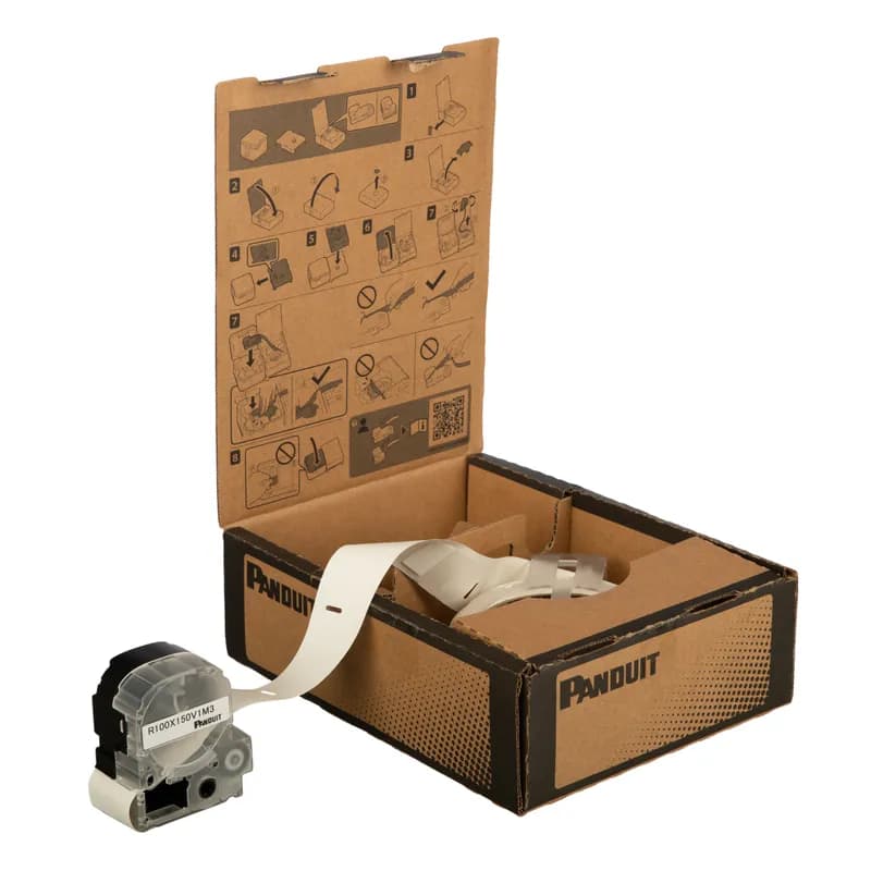 Panduit R100X150V1M3 - PXE MP500/MP550 Cassette Bulk, Turn-Tell Label, Vinyl, 1.0"Wx1.50"H, White/Clear