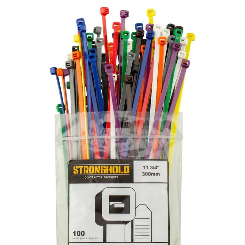 Panduit S7-50-C-CLRS - StrongHold's S7-50-C-CLRS Multi-Color Cable Tie Pack is the simple solution for circuit identification, wire organization, and equipment matching. The cable ties are made of Nylon 6.6, 7.4" (188mm) length,and standard cross section. The multi-color pack includes 10 pieces of each color, and come in packages of 100PC