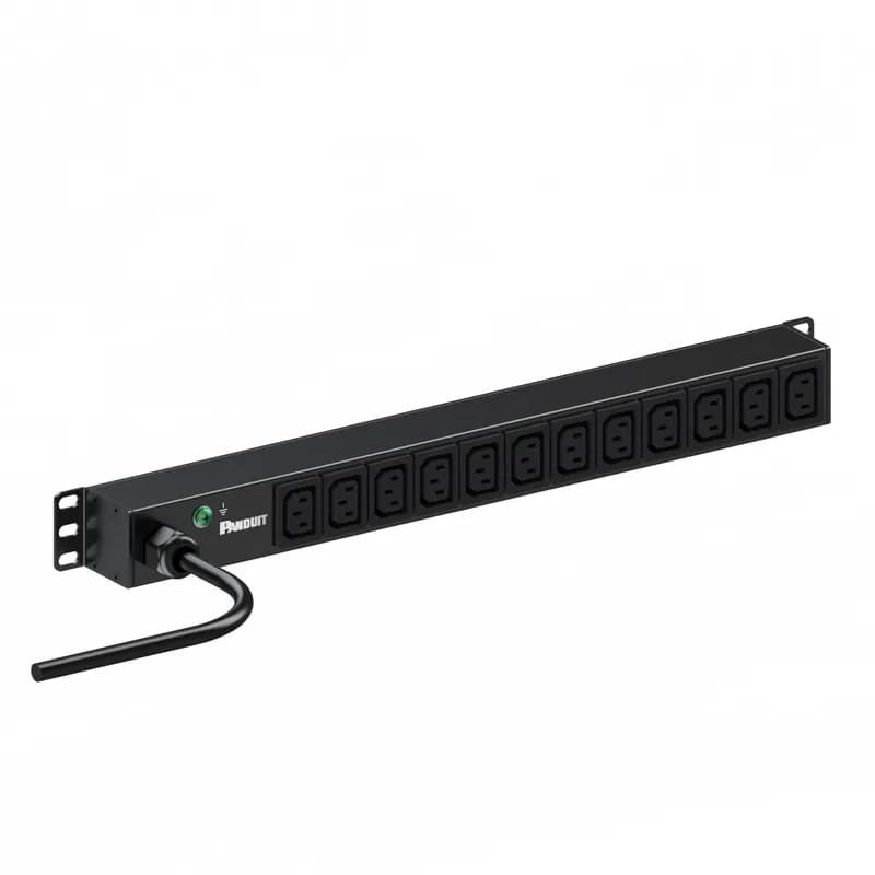 Panduit E12B46M - ES2P Basic PDU, 20 (16) AMP, (12)C13, NEMA L6-20P 3W-3M, BLACK