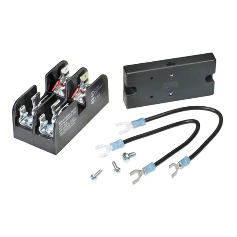 Features:Field installed primary fuse holder kit designed to accommodate two Class CC rejection type fuses. Finger safe covers not available.