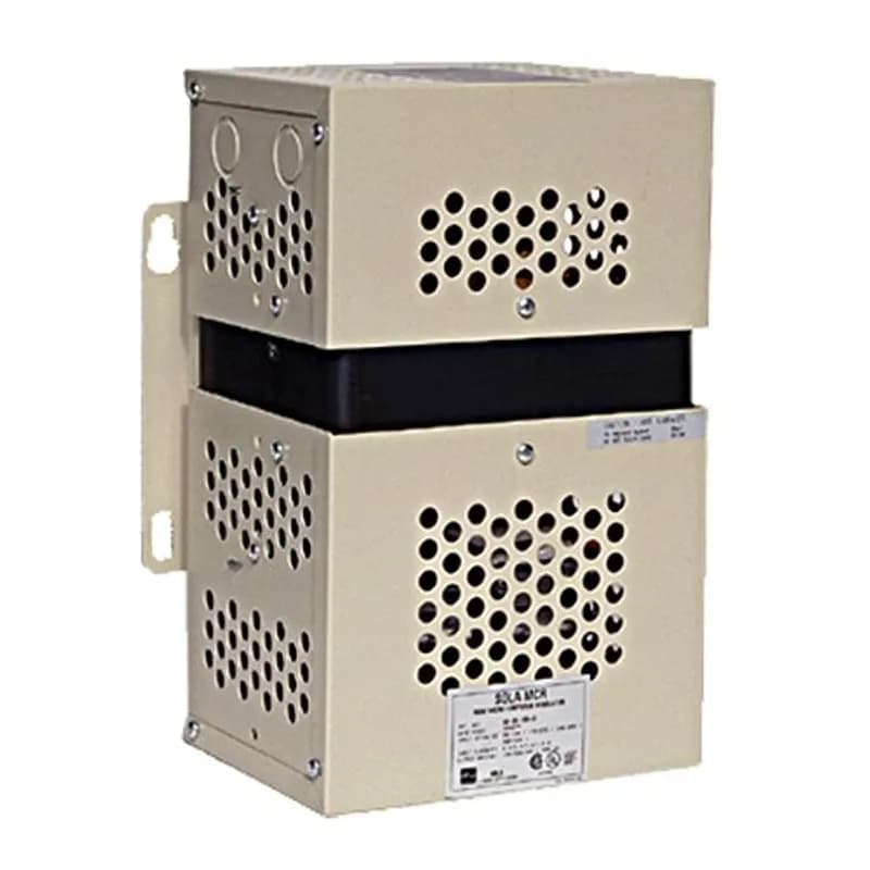 SolaHD 63-23-150-8 - Features:120 DB Common Mode, 60 DB Transverse Mode Noise Attenuation, Galvanic Isolation, Standard:UL (CANADA AND US) , UL 1012, CSA, ANSI/IEEE C62.41, Wattage:500VA, Input Voltage: 120/208/240/480, Output Voltage: 120/208/240