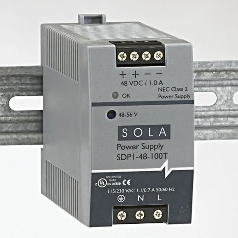 SolaHD SDP1-48-100T - SDP Series Low Power DIN Rail Power Supplies, Input Voltage: 85-264 Vac, 90-375 Vdc, Output Voltage: 48-56 Vdc , Frequency: 47-63 Hz, Output Current Rating 1.0 A