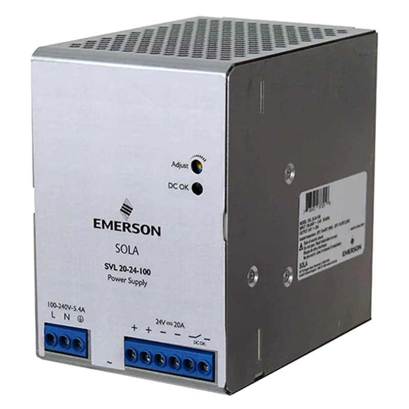 SolaHD SVL2024100 - SVL Essential Din Rail Series, Nominal Output Voltage: 24VDC, Nominal Output Current: 20A, Max. Power: 480W, Frequency Rating: 50/69Hz, Single Phase, DIN Rail Mounting