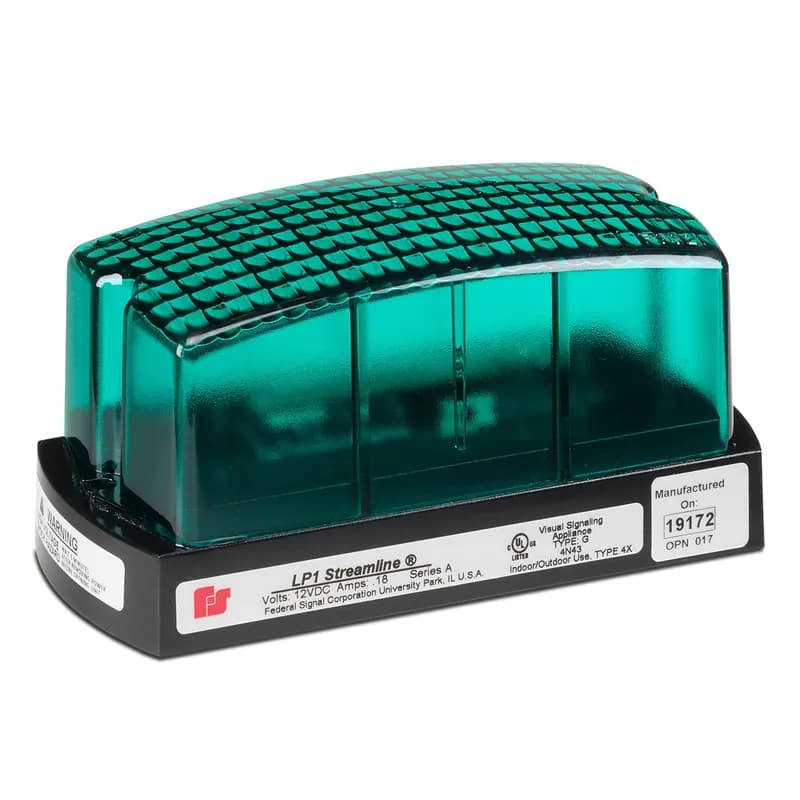 Federal Signal LP1-012G - StreamLine Strobe Light, Low Profile, UL and cUL, 12VDC, Green