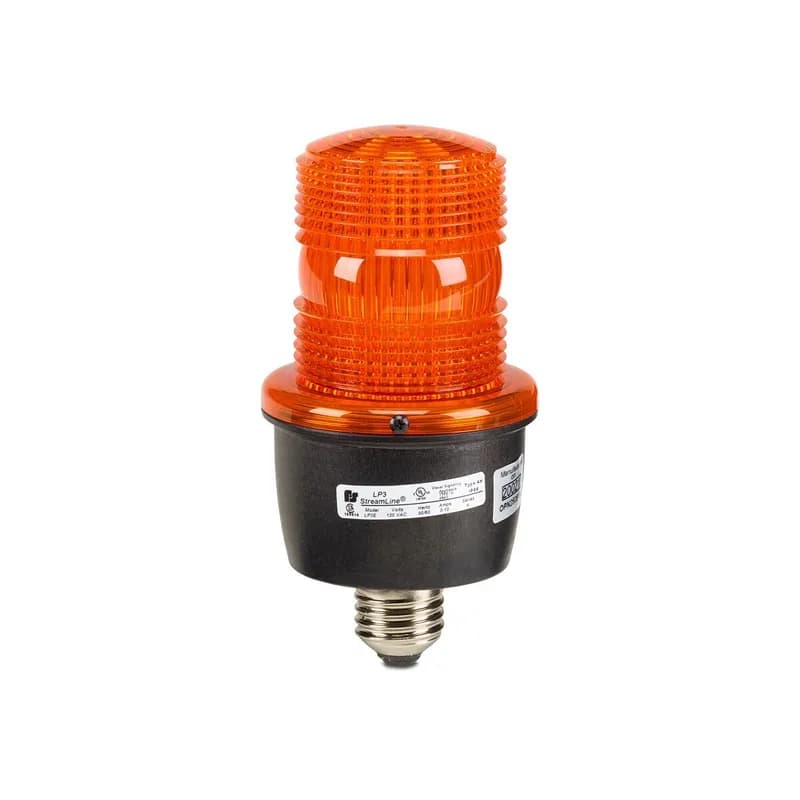 StreamLine Strobe Light, Low Profile, UL and cUL, 120VAC, Edison Mount, Amber