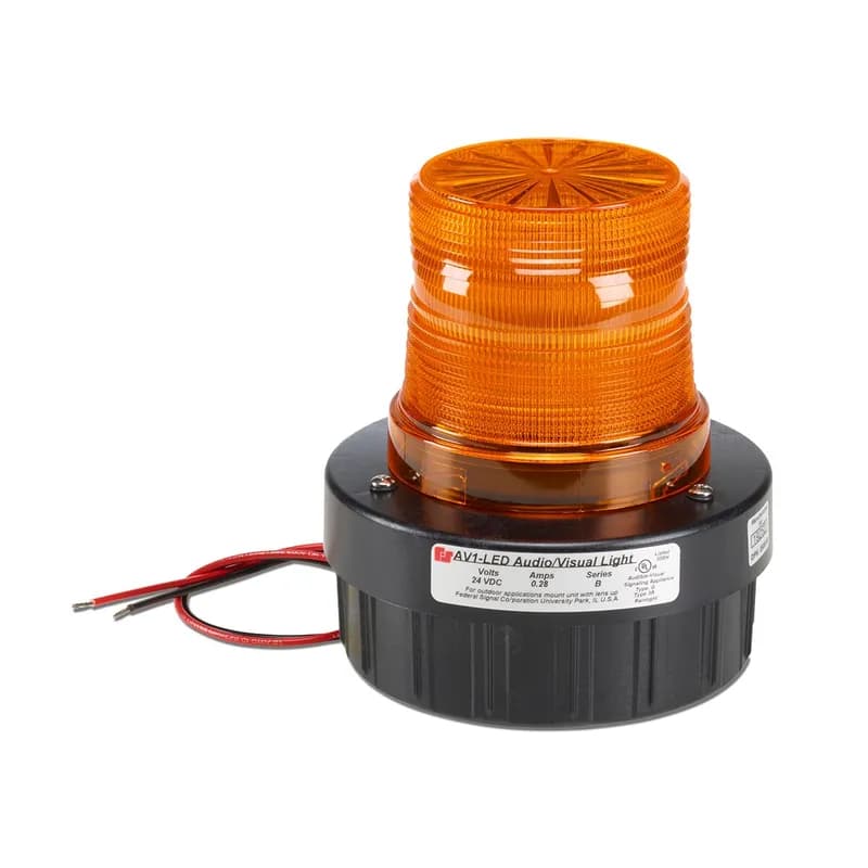 Audible Visual Flashing LED Light, UL and cUL, 24VDC, Amber