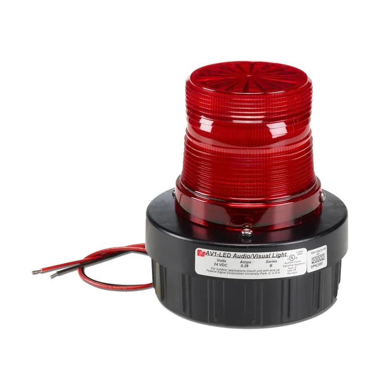 Audible Visual Flashing LED Light, UL and cUL, 120VAC, Red