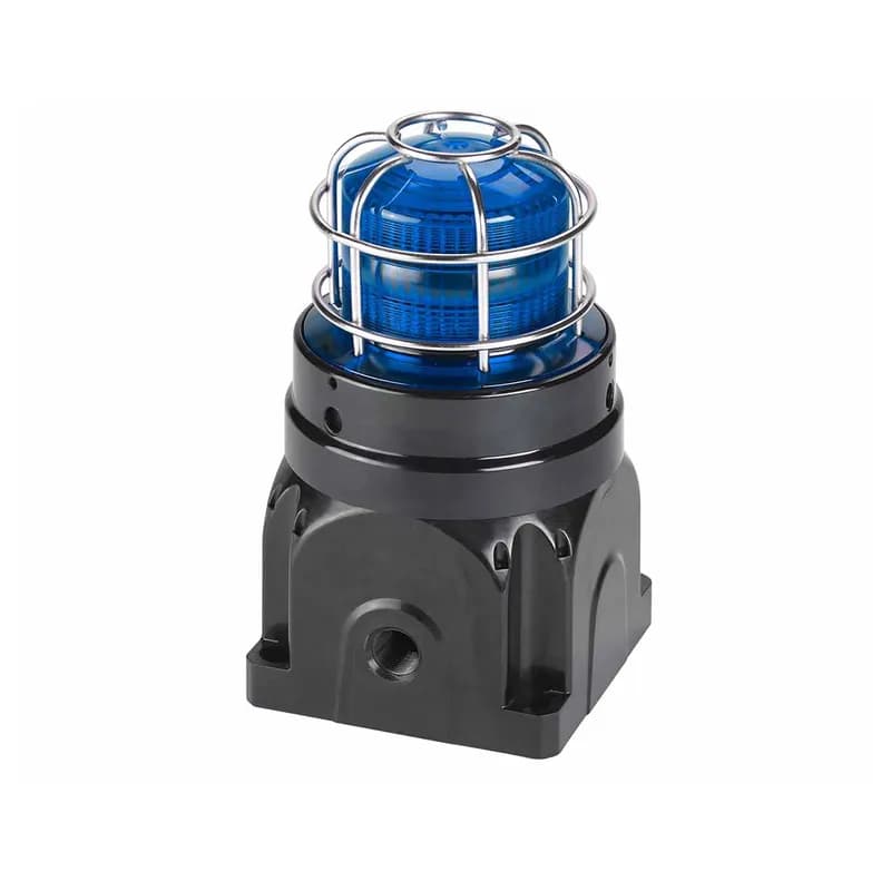 Global Series LED Light, Hazardous Location, UL and cUL CID2, Zone Listed, 120-240VAC, Ex d Surface Mount, High-Profile Lens, Blue