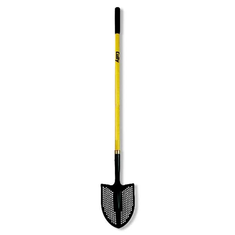 Minerallac Company 37160 - A size #2 mud shovel with a round point blade. It has a 47" fiberglass handle and a steel hollow back blade. The blade measures 11-1/2" long and 8-1/4" wide.