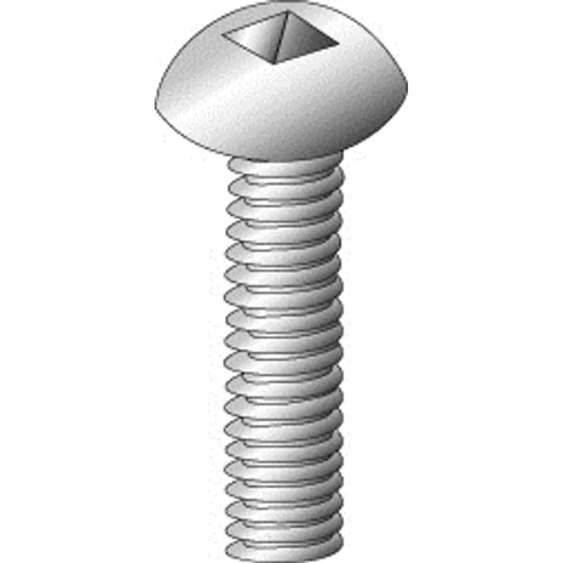 A machine screw with straight shank and external threads for use with a pre-tapped hole or nut. It is made of steel with a zinc plated finish. The screw is size 8-32 and measures 1/2 inch long, with a round head and square/slotted combo drive.