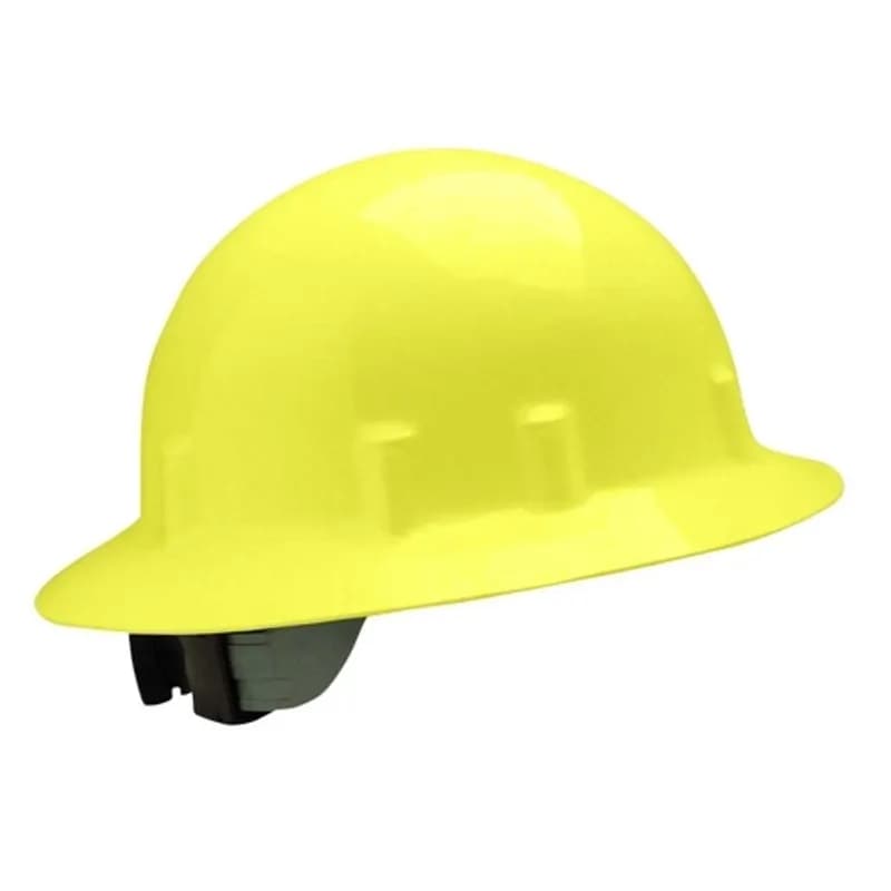 Minerallac Company 29412 - Blockhead hard hat with ratcheting suspension designed for all-day use. It has an 8-point adjustable ratcheting suspension system and a wide brim with a unique smooth dome design. The shell color is yellow and the hat size is one size fits most.