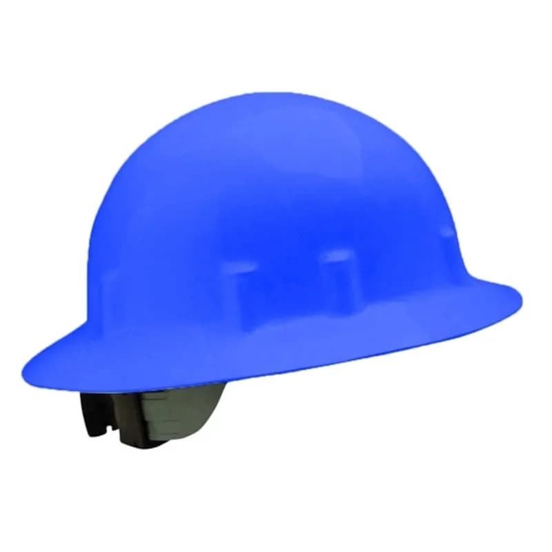 Minerallac Company 29414 - Blockhead hard hat with ratcheting suspension designed for all-day use. It has an 8-point adjustable ratcheting suspension and a blue shell. The hat is a wide brim style with a unique smooth doom design and one size fits most.