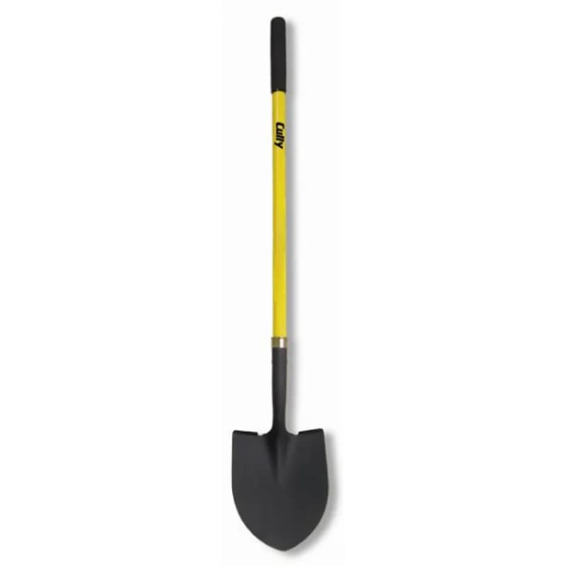 Size #1 small-head irrigating/floral shovel with a hollow back blade. It has a 46-inch fiberglass handle and a vinyl-coated grip. The blade is steel and measures 6 inches wide by 8-1/2 inches long.
