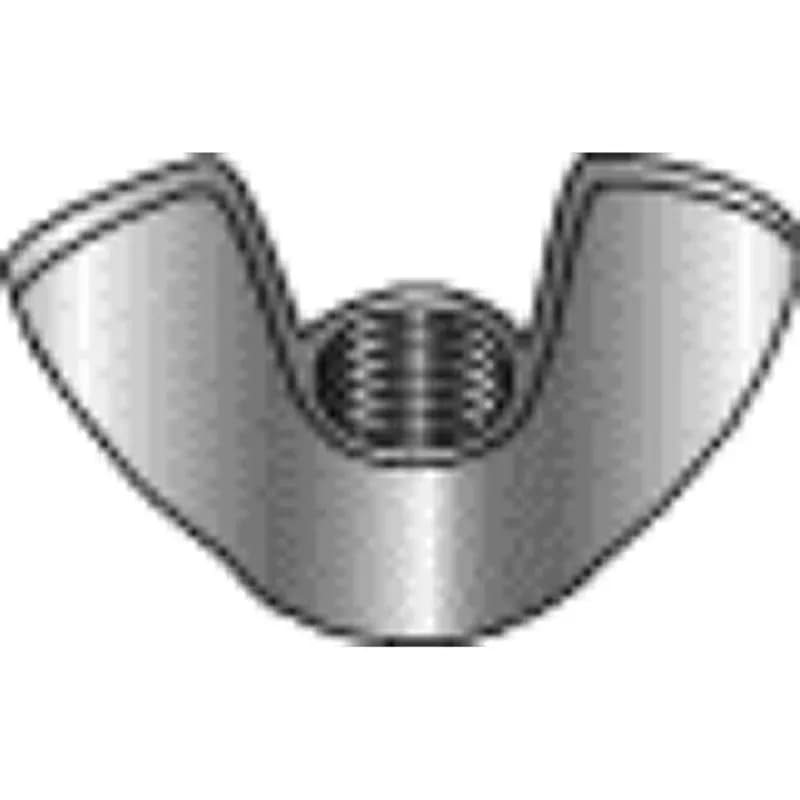 Minerallac Company 41425 - A wing nut made from stamped sheet metal with wings of moderate height and a larger bearing surface than other wing nuts. It is made of steel with a zinc-plated finish. The nut is sized 1/4 with 20 TPI internal threads, 0.470 in height, 1.080 in wing span, and 0.045 in thickness.