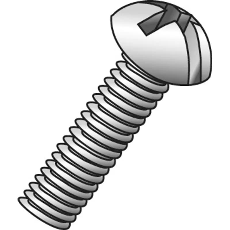 This is a machine screw with a straight shank and external threads for use with a pre-tapped hole or a nut. It is made of steel with a zinc plated finish. The screw size is 8-32 x 1 in, with a round head and slotted/Phillips combo drive.