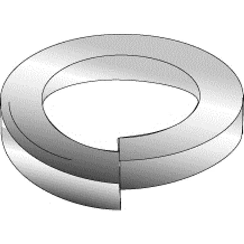 A split lock washer made of stainless steel with a stainless finish. It has a thickness of 0.031 in, an outside diameter of 0.250 in, and an inside diameter of 0.148 in. The washer is silver and is intended to provide a hardened bearing surface with more uniform torque control and load distribution.