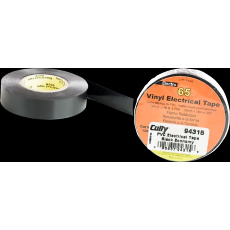 This is a general purpose PVC electrical tape in black. It is made of vinyl and is 3/4 inch wide by 60 feet long with a 7 mil thickness. The tape is intended for joining and splicing wires and cables for electrical insulation and provides moisture-tight electrical and mechanical protection.