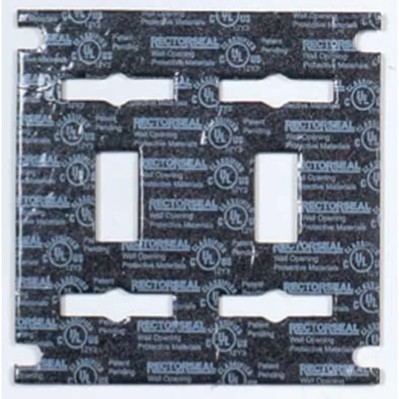 Minerallac Company 96244 - A single-component fire rated gasket for use with electrical boxes when addressing steel electrical box penetrations in fire rated assemblies. It is mounted on the inside of the cover plate and installed at the same time as the cover plate, covering the opening and providing fire protection. The gasket is highly intumescent and is used with both metal and plastic cover plates.