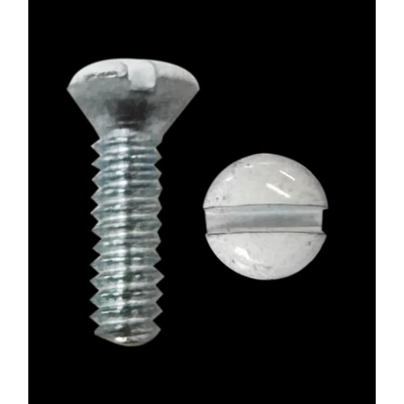 Wall plate screw for installing wall plates or as replacement screws. It is made of steel with a white painted finish on the head. The screw size is 6-32 x 3/4" and it has an oval head.