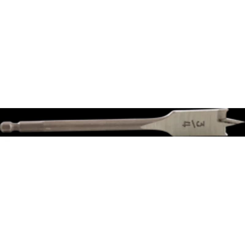 Minerallac Company 85014 - This is a Speedbor spade bit used for rough boring in wood. It is made of high carbon steel and has a silver, blue-grooved finish. The bit measures 7/8 inch in diameter and 6 inches in height. It features extended spurs for faster chip clearance and a micro-groove point for use in hardwood, softwood, plywood, and drywall.