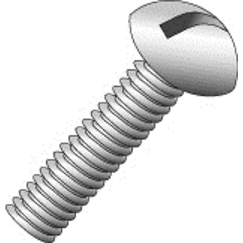 A machine screw with a straight shank and external threads designed to go through a hole or pre-tapped nut. It is made of steel with a brass-plated finish and has a slotted round head. The screw is 2.000 in long with #10-32 size and a 0.346 in head diameter.
