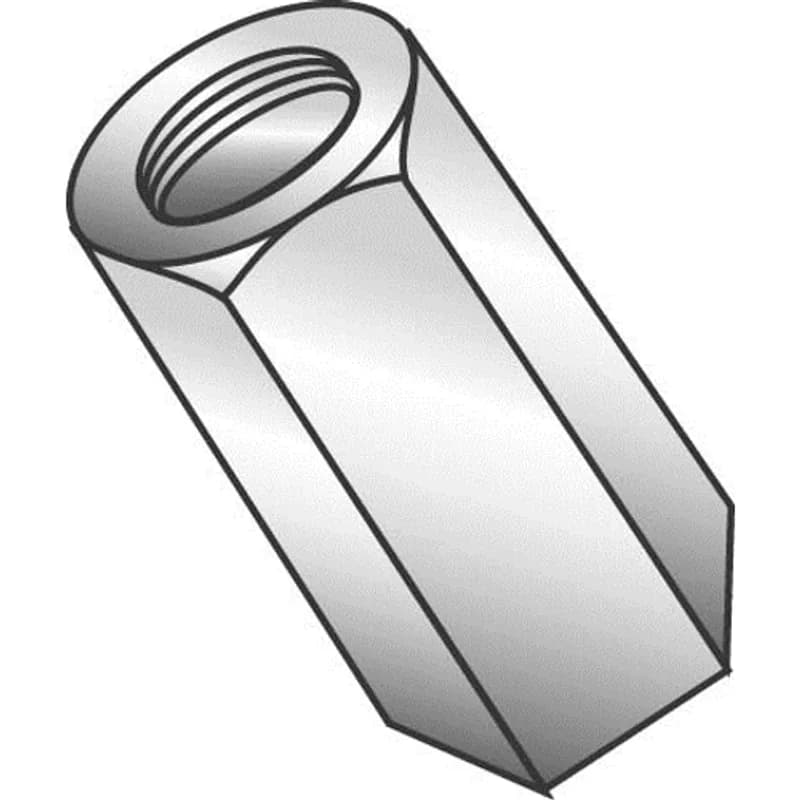 Minerallac Company 59611 - A hex coupling nut with double chamfered ends. It is made of steel with a zinc plated finish and silver color. The size is 5/8"-11 x 2-1/8" IN, with internal coarse threads at 11 TPI and a length of 2.125" IN.