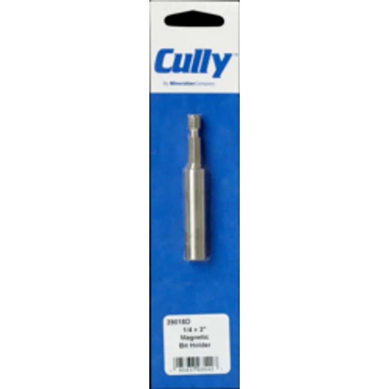 Minerallac Company 39018D - A magnetic bit holder for 1/4" bits. It has a steel holder material and a hex shank shape. The overall length is 3" with a 1-1/8" shank length and a 1/4" tip size.