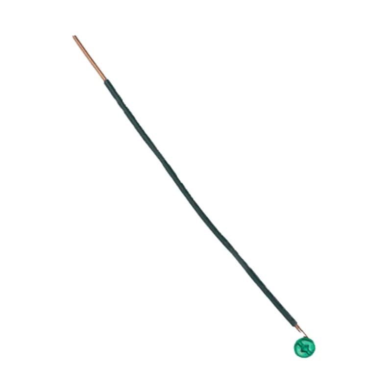 Grounding pigtail with an insulated lead and a GSH grounding screw on one end. It is designed to make grounding an electrical circuit fast and easy. The lead is 9 inches long and uses 10 AWG wire.
