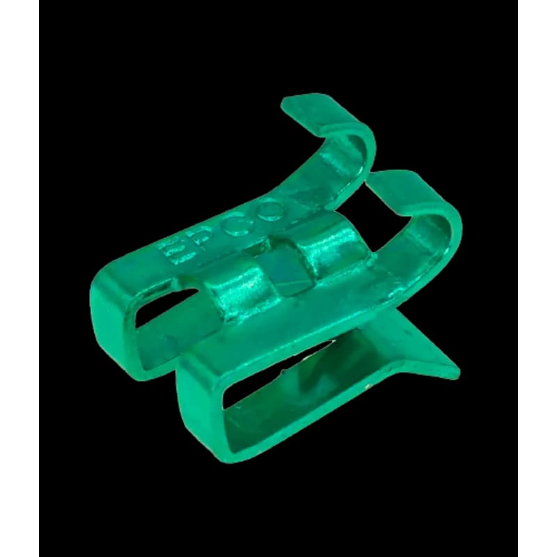 Universal #10-12-14 green grounding clips. The clips are green zinc plated chromate. This sheet identifies the product as a grounding device or assembly.