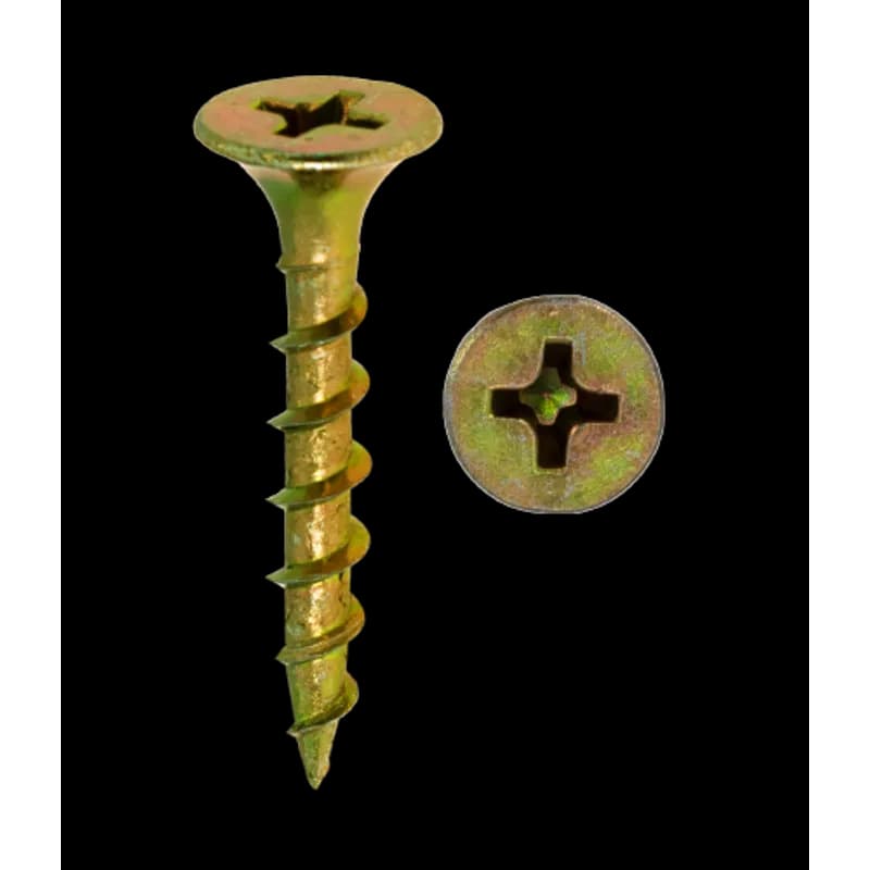 Minerallac Company 79620BFG - 6 x 1" Drywall Screw, Bugle Head, Coarse Thread, Phillips, Yellow Zinc Plated