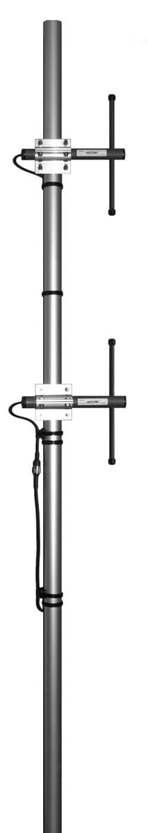 offset pattern collinear - Frequency range: 440-475 MHz - Gain: 8 dBi - Polarization: vertical - Connector: N-/TNC-female - VSWR: <1.5 - Radome: ABS/FG PU foam - Radiator material: copper - Mounting: 35-60 mm diameter pole - Wind load: 64 N