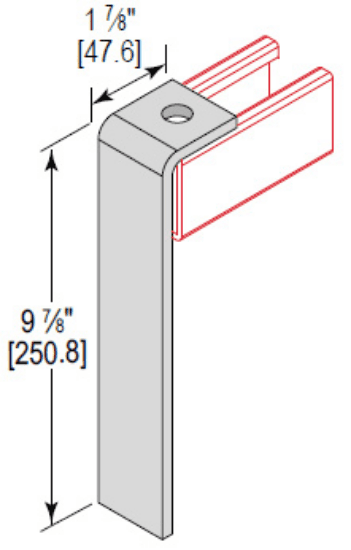 Minerallac Company CA1H987EG - A 1 hole corner angle identified by catalog number CA1H987EG. The sheet states it is zinc plated. It is a 9-7/8 in corner angle used as a hardware component.